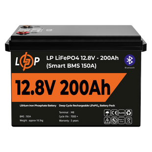 Акумулятор LP LiFePO4 12V (12,8V) - 200 Ah (2560Wh) (Smart BMS 150А) з BT пластик 20198LP фото
