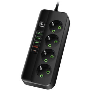 Сетевой фильтр-удлинитель QL-1092u 4 розетки 4-USB 1-Type-C черный 900000000030IMP фото