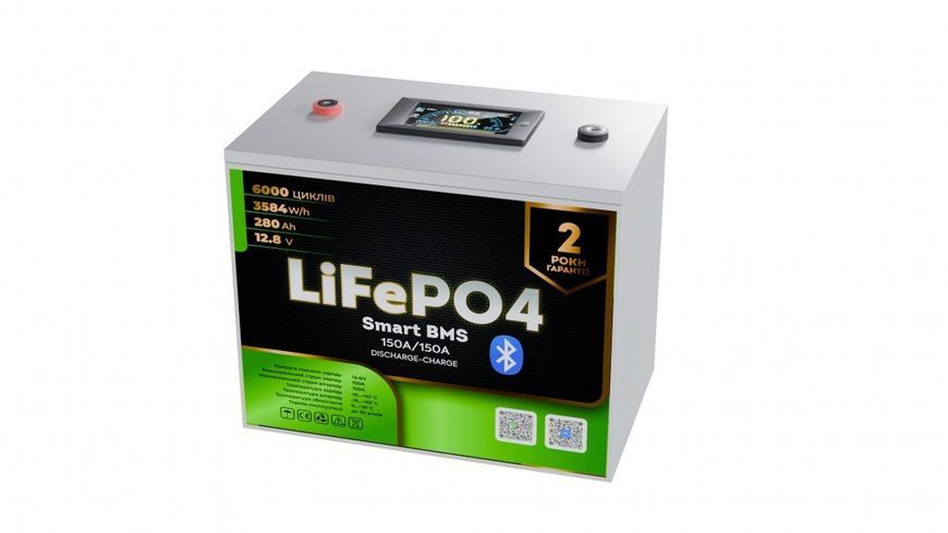 Акумулятор LiFePO4 KOO 12,8V &ndash; 280 Ah (3584Wh) метал LCD (BMS 150A/150А) Smart BT 564894167SET фото