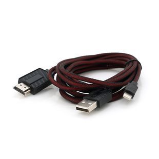 Конвертер MHL Lighting (тато) + USB (тато) =gt; HDMI(тато) 1.8м Black/Red 4K/2K BOX 2000000094052YT фото