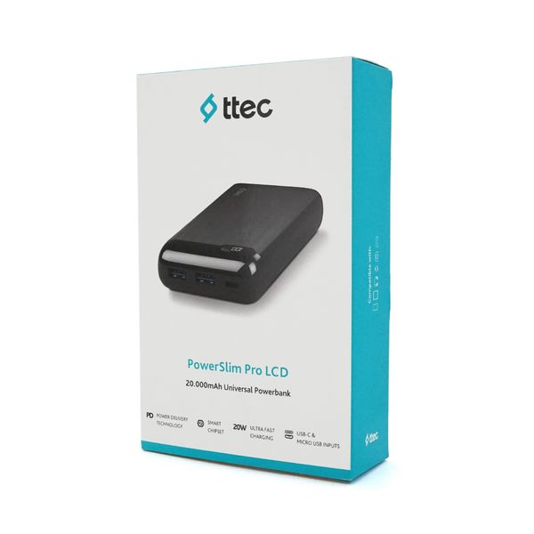 PowerbankTtec 20000mAh, Output: 2*USB + Type-C, 20W, Black, Q20 D9429C19CF11 фото