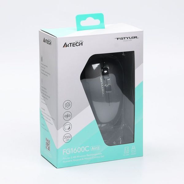 Комплект бездротовий клавіатура цифрова з мишою A4Tech Fstyler FG1600C Air2 (Grey), сірий колір 1606748EDG фото