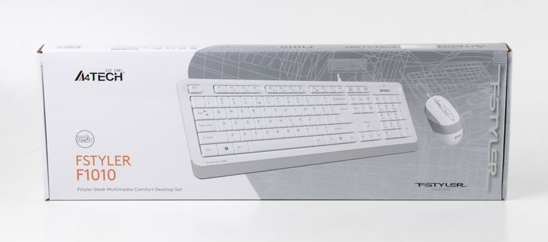 Комплект проводная клавиатура с мышью A4Tech Fstyler F1010, USB, белый цвет 1604056EDG фото
