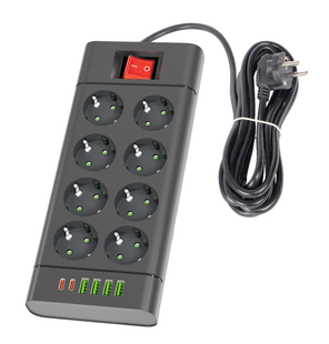 Сетевой фильтр-удлинитель QL-1115u 8 розеток 4-USB 2-Type-C черный 900000000032IMP фото