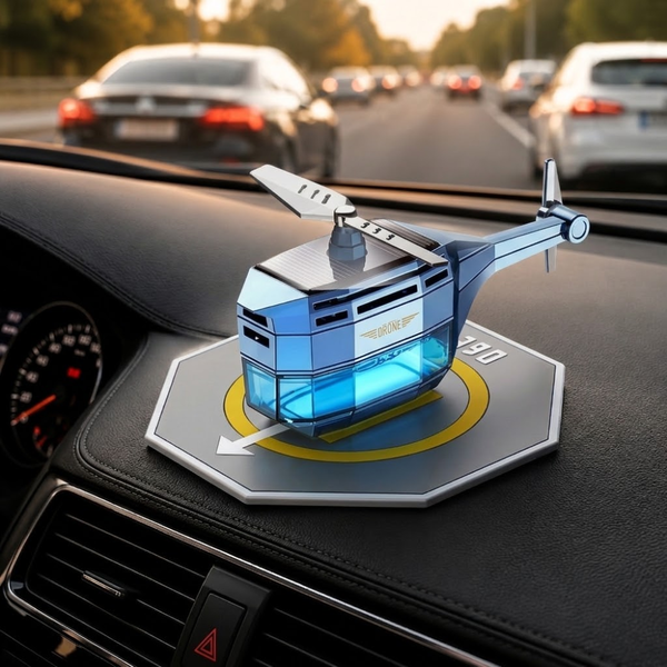 Автомобільний ароматизатор Вертоліт Vert-02 на сонячній панелі з флаконом аромату, блакитний eve1794 фото
