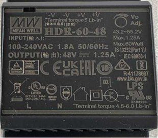 Імпульсний блок живлення Mean Well HDR-60-48 60 Вт 48 В 1.25 А на DIN-рейку 67154FORS фото