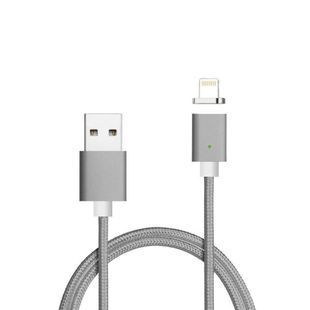 Магнітний кабель USB 2.0/Lighting 1m 2А індикатор заряду тканинна оплетка зйомник Gray Blister (під наконечник 8752) 2000000155920YT фото