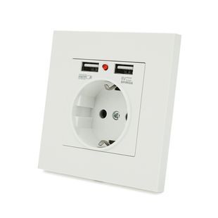 Розетка врезная, Input: AC 100-250V 16A, 2-USB- выхода, White 2000000124933YT фото