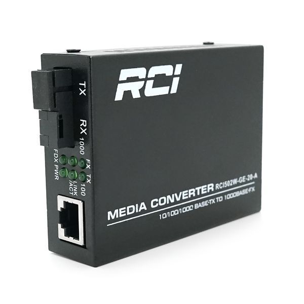Медиаконвертер RCI A (IC+113), 1310 WDM 10/100/1000 одноволоконный Full/Half duplex , Gigabit SC 20km (0 +70&deg;C), + блок питания 5V 1A Q50 2000000238128YT фото