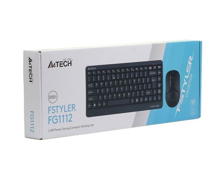 Комплект бездротовий клавіатура з мишою A4Tech Fstyler FG1112, чорний колір 1604987EDG фото