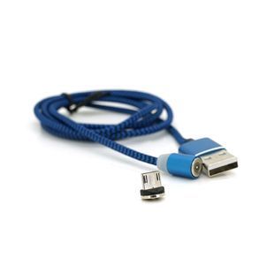Магнітний кабель Ninja USB 2.0/Micro 1m 2А індикатор заряду тканинна оплетка броньований знімник Blue Blister-Box 2000000043517YT фото