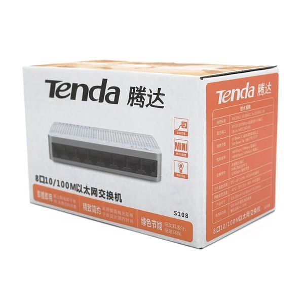 Коммутатор Tenda S108 8 портов Ethernet 10/100 Мбит/сек, BOX Q100 2000000131320YT фото