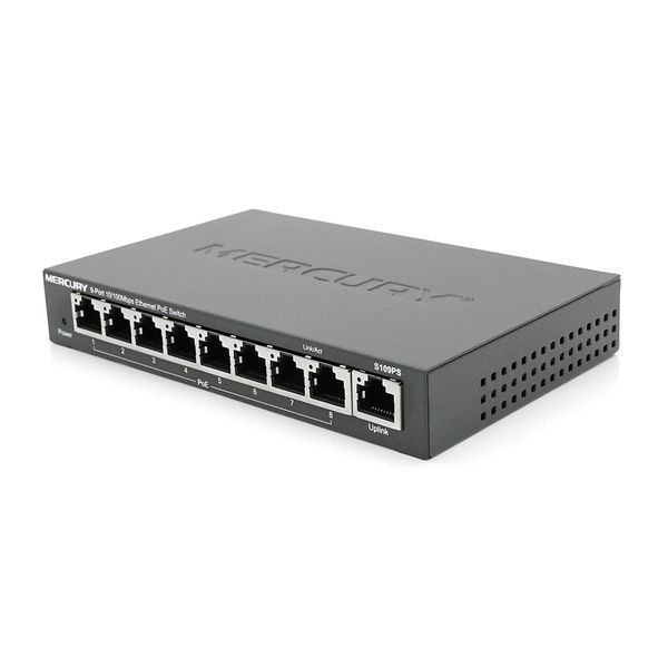 Комутатор POE 48V Mercury S109PS 8 портів POE + 1 порт Ethernet (Uplink) 10/100 Мбіт/сек БП в комплекті BOX Q200 (258*196*66) 0,72 кг (158*99*25) 2000000152387YT фото