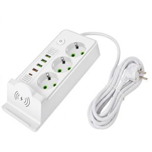 Сетевой фильтр-удлинитель QL-1080u 3 розетки 4-USB 2-Type-C с беспроводной зарядкой белый 900000000037IMP фото