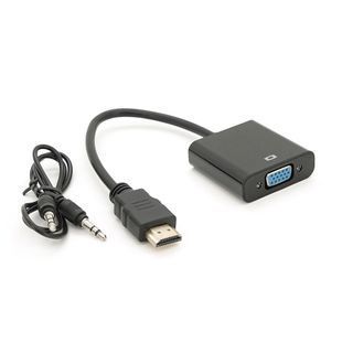 Конвертер HDMI (тато) на VGA (мама) 10cm Black 4K/2K Пакет + AUDIO Q300 2000000086330YT фото