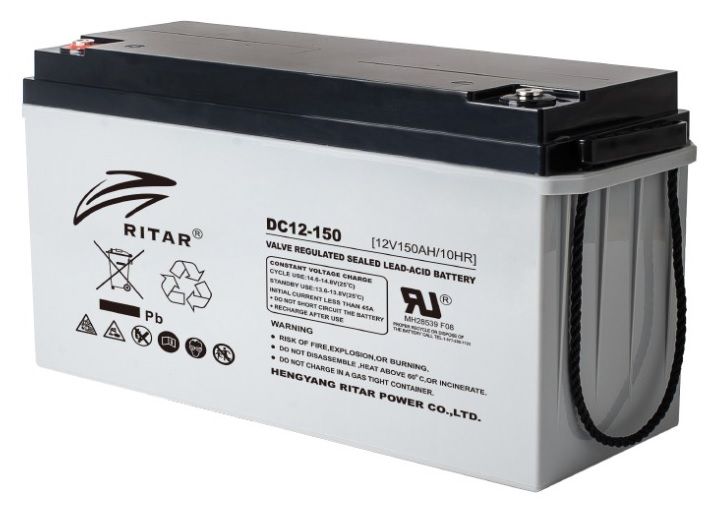 Акумуляторна батарея AGM RITAR DC12-150, Gray Case, 12V 150Ah (483х170х241), Q1/24 89D57B315EC6 фото