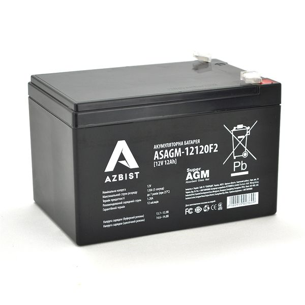 Акумулятор AZBIST Super AGM ASAGM-12120F2, Black Case, 12V 12.0Ah (151х98х 95 (101) ) Q6/192 3ACD29FB85FE фото