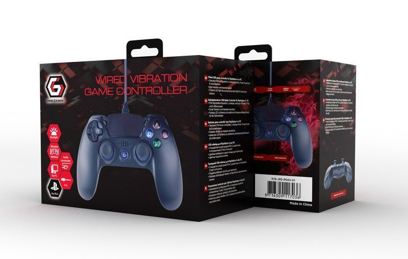 Дротовий джойстик JPD-PS4U-01 для PS4 / PC, вібрація, LED підсвічування, пластик, чорний 1605000EDG фото