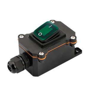 Выключатель наружного монтажа Voltronic зеленая кнопка подсветка IP65 20A 2000000354873YT фото