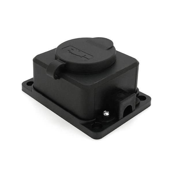 Колодка PiPo PP SP-1 44 16B 16А 220-240В IP44 з заглушкою з заземленням 1 гніздо каучук чорний Q30 2000000206356YT фото
