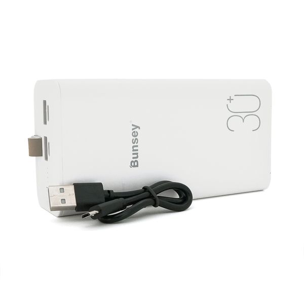 PowerBank Bunsey BY-40 30000mAh, Input: MicroUSB+Type-C, Output: 2USB/Type-C, QC22.5W/PD20W, White 5337D8F09926 фото