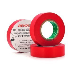 Изолента RENDER 0,10мм*18мм*20м (красная), temp:-10+80&deg;С, 2000V, растяж-180%, прочность 20Н/см, Агдезия 0,42кг/25мм, 10 шт. в уп. цена за упак. 2000000151366YT фото
