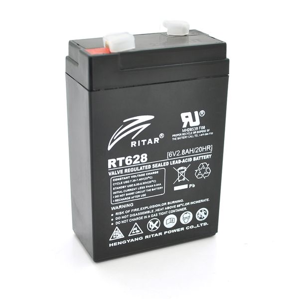 Аккумуляторная батарея AGM RITAR RT628, Black Case, 6V 2.8Ah ( 66х34х 97 (103 ) ), 0.57 kg Q25 0789A126F46A фото