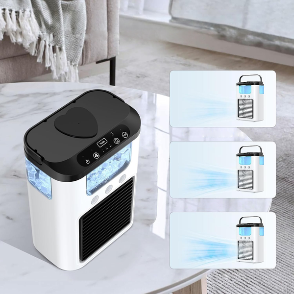 Настільний вентилятор-охолоджувач Air Cooler 3 в 1 з зволоженням і LED-підсвіткою eve1749 фото