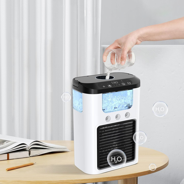 Настільний вентилятор-охолоджувач Air Cooler 3 в 1 з зволоженням і LED-підсвіткою eve1749 фото