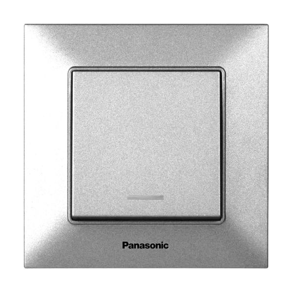 Выключатель Panasonic Arkedia Slim одноклавишный с подсветкой, серебряный 65CB0D53C344 фото