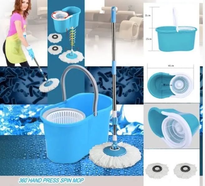 Турбо-швабра з відром і віджимом 360&deg; Spin Mop телескопічна ручка 77&ndash;115 см 10 л мікрофібра eve1120 фото