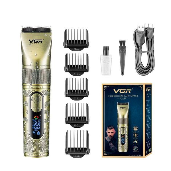 Акумуляторна машинка для стрижки VGR V-659 5 насадок регулювання потужності 6500-7500 RPM IPX7 LED display Box 2000000400631YT фото