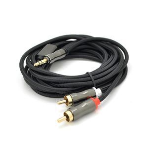 Кабель VEGGIEG AR2-1.5 DC3.5 (папа) =gt; 2хRCA (папа) GOLD Jack CU Stereo круглий Black 1.5 м Пакет 2000000198781YT фото
