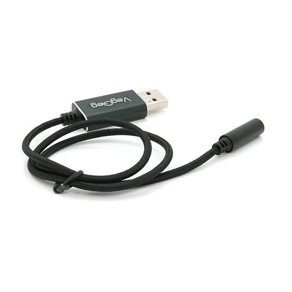Переходник для наушников VegGieg V-K201 USB2.0(M)-Jack3.5(F), Black, Box 2000000336640YT фото