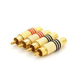 Разъём RCA с пружиной латунь 4шт в комплекте 2*Black 2*Red voltronic прочный и универсальный 2000000028422YT фото