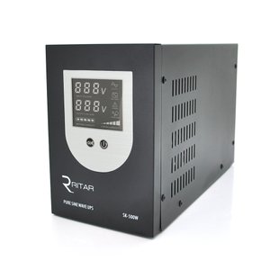 ДБЖ з правильною синусоїдою Ritar SK-800VA (500W), DC: 145-275V, AC: 230V, LCD-дисплей, 2Shuko socket, 12V, під зовнішню батарею, струм заряду 10/15А, Q2 487088CBEC34 фото