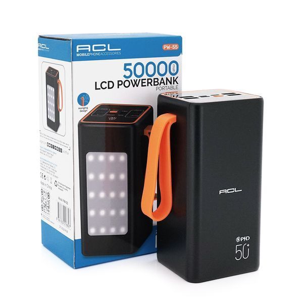 Powerbank ACL PW-55 50000mAh, PD 22.5W, 1,0 kg, Black, Blister 2000000340036YT фото