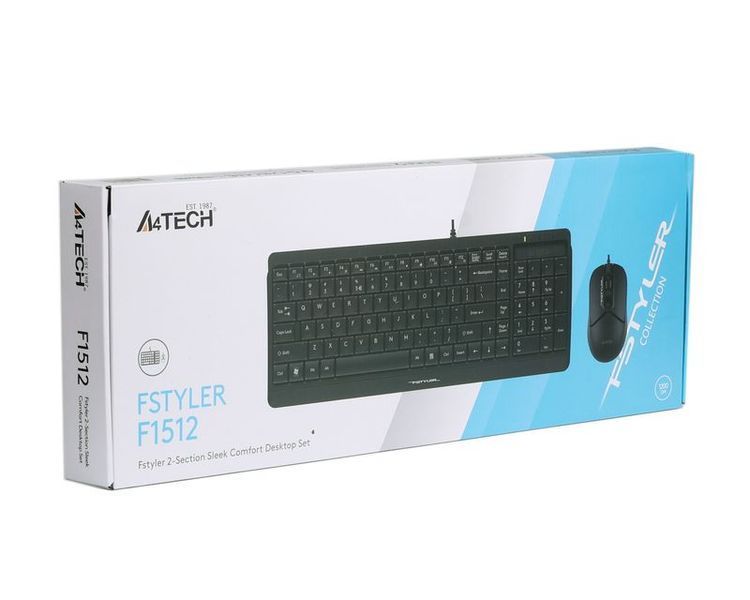 Комплект проводная клавиатура с мышью A4Tech Fstyler F1512, USB, черный цвет 1604986EDG фото