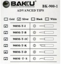 Жало для паяльника BAKKU BK-900M-T-D silver 4*6,3mm мідь гальванічне покриття висока теплопровідність швидкий нагрів середній конус 2000000111766YT фото
