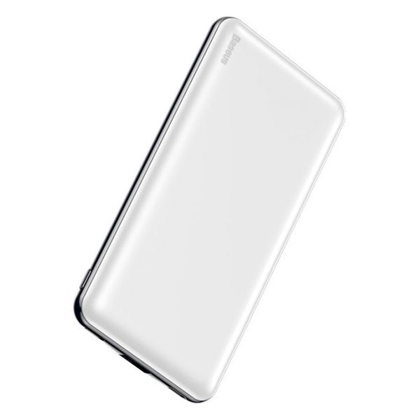 PowerBank Baseus Simbo 10000mAh, Input: 5V/2,4А/1,5А(Type-C,Lightning), Output:5V/3А/2,1А(Type-C,USB), FastCharge,Q1,plastic,White 50013B8C56BA фото