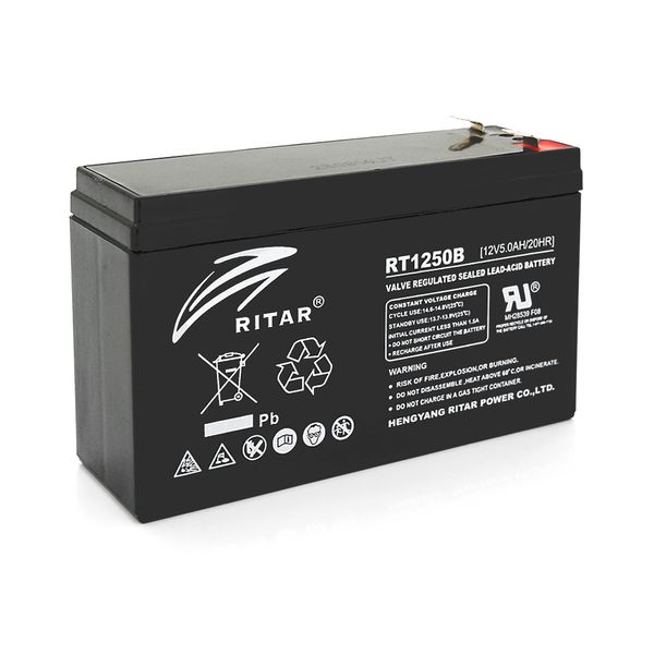 Акумуляторна батарея AGM RITAR RT1250BL, Black Case, 12V 5.0Ah (150 х 50 х 93) Q10 C752277D738A фото