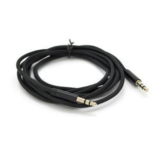 Кабель VEGGIEG AB-1 AUX Audio DC3.5 папа-папа 1.0м GOLD Stereo Jack оплетка круглий Black cable Пакет 2000000198606YT фото