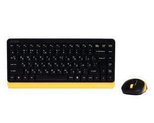 Комплект беспроводная клавиатура с мышью A4Tech Fstyler FG1110, черный+желтый цвет 1606196EDG фото