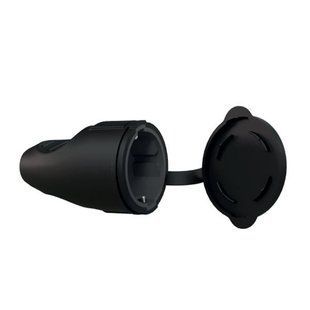 Гніздо з кришкою із заземленням Neomax NX2004 каучукове 16 А 250 В, чорне NX2004TRIN фото