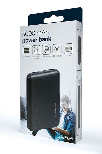 Портативний зарядний пристрій PB05-02, 5000 mA, чорний 1605949EDG фото