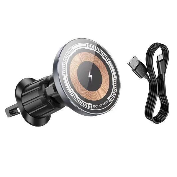Автотримач BOROFONE BH211+ Wireless Charging 15W кріплення на решітку магніт Black Box 2000000381565YT фото