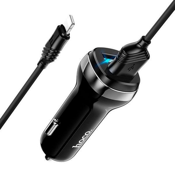 Набір АЗП 12-24V HOCO Z40 + кабель Lighting 2xUSB 2.4A кабель 1м Black Box 2000000351407YT фото