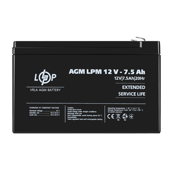 Аккумулятор AGM LPM 12V - 7.5 Ah C0FB705CF195 фото