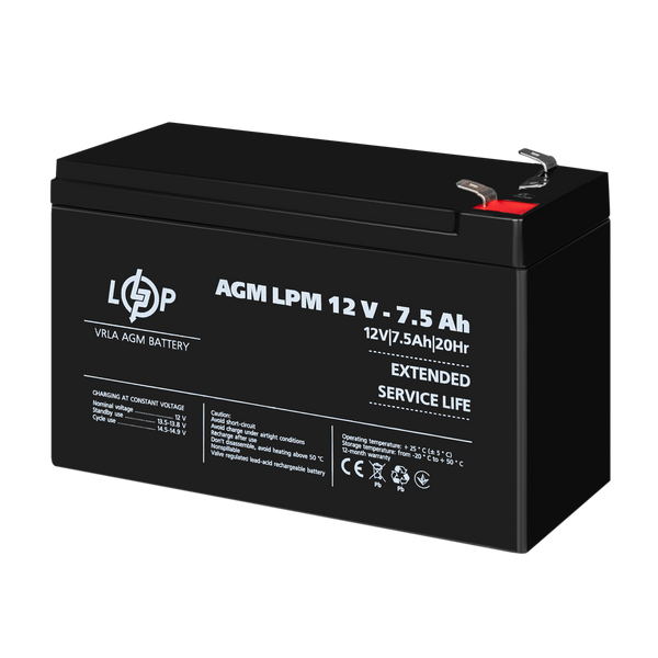 Акумулятор AGM LPM 12V - 7.5 Ah C0FB705CF195 фото