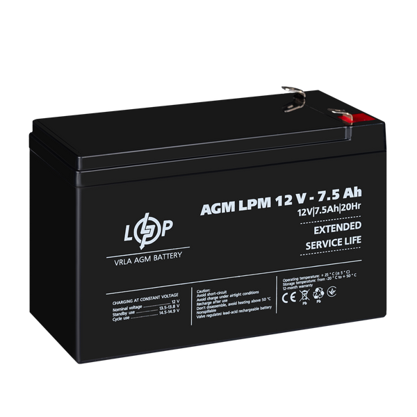 Акумулятор AGM LPM 12V - 7.5 Ah C0FB705CF195 фото